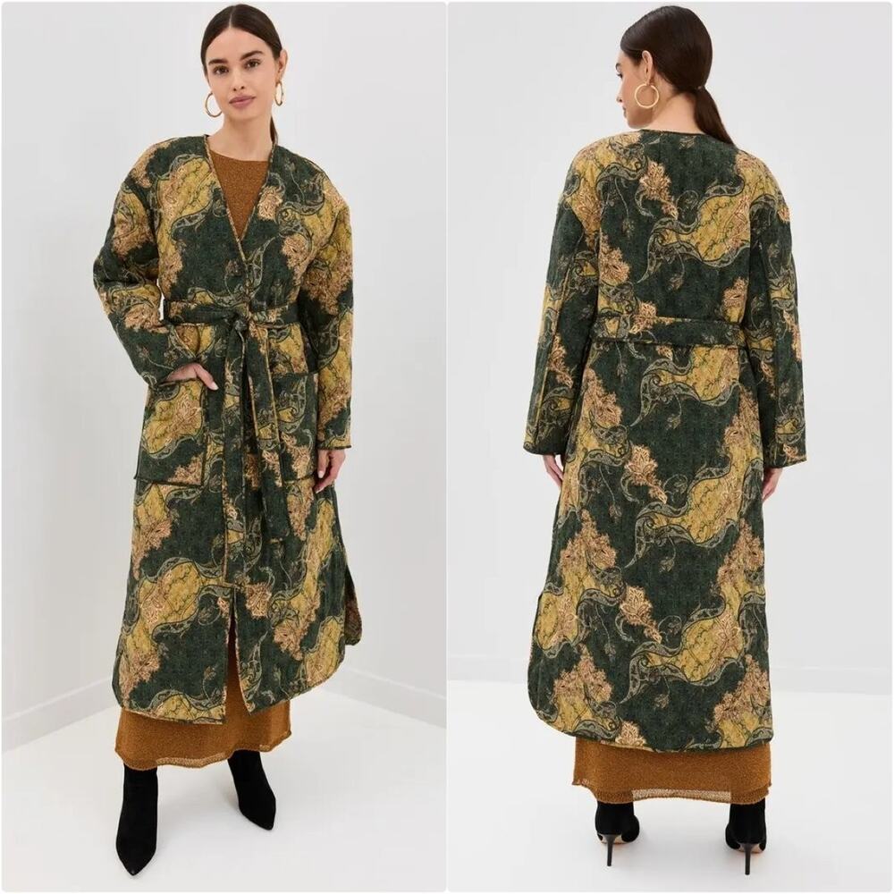 Ulla Johnson‎ Theo Coat Small 100% Silk Quilted Paisley Floral Robe Jacket $920
